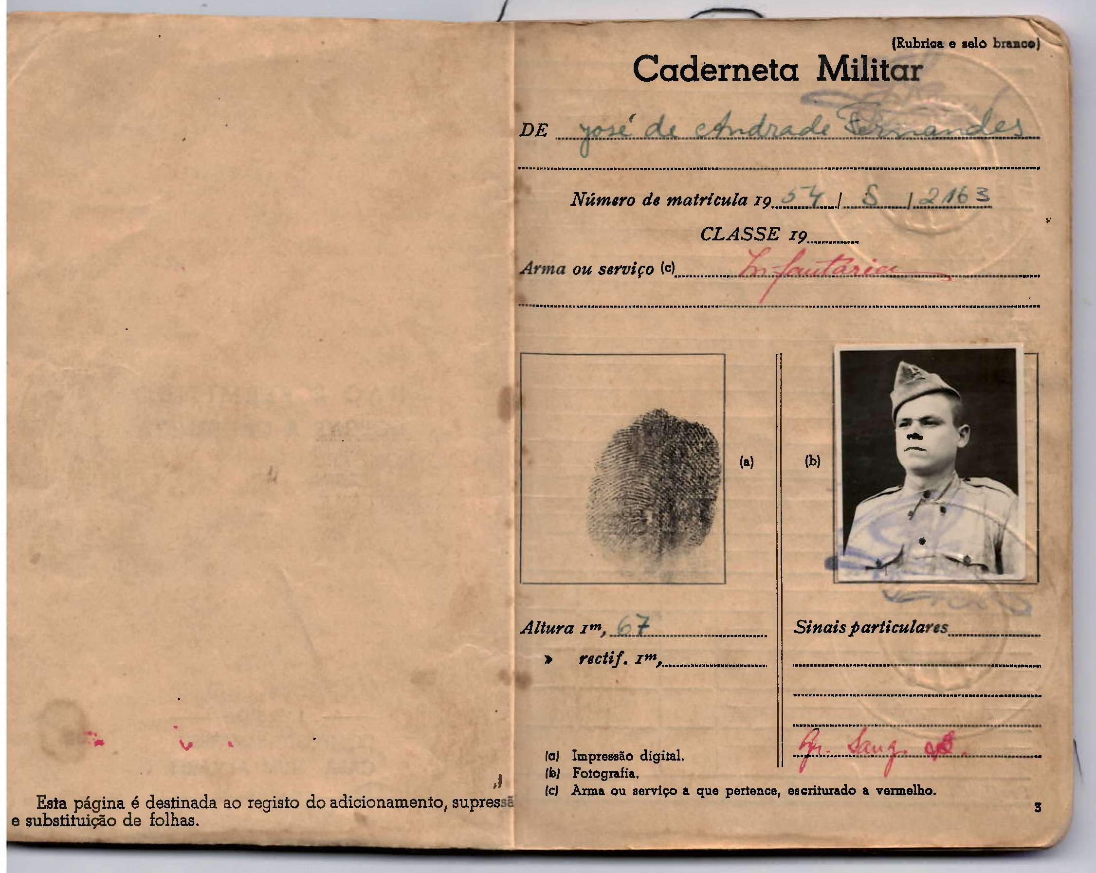 Caderneta militar de José Fernandes